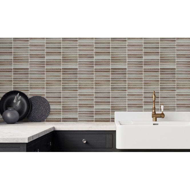 Bamboo Lustre Porcelain Cappuccino 28.4cm x 29.5cm (1.2cm x 9.2cm) Mosaic Tile