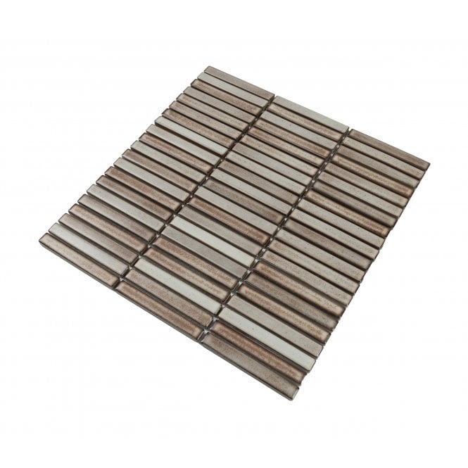 Bamboo Lustre Porcelain Cappuccino 28.4cm x 29.5cm (1.2cm x 9.2cm) Mosaic Tile