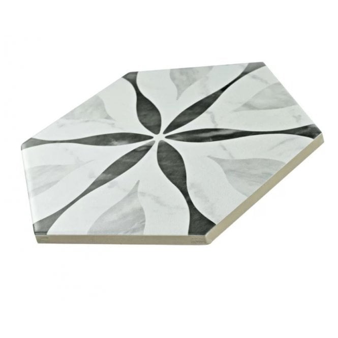 Bardiglio Flower Hexagon 17.5cm x 20cm Wall & Floor Tile