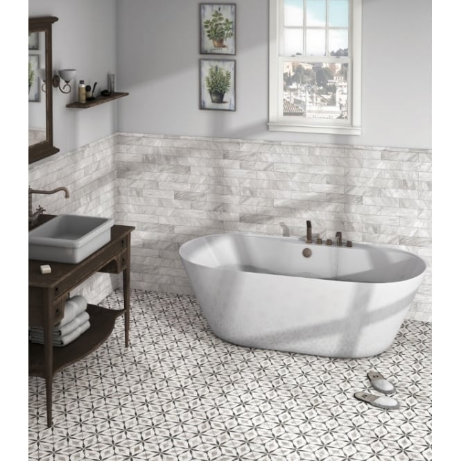 Bardiglio Flower Hexagon 17.5cm x 20cm Wall & Floor Tile