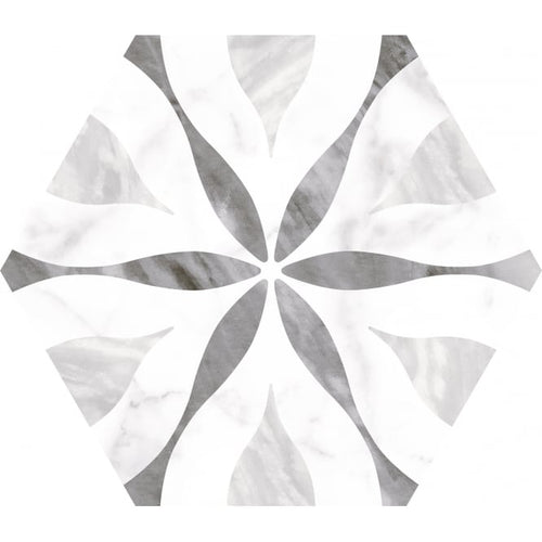 Bardiglio Flower Hexagon 17.5cm x 20cm Wall & Floor Tile