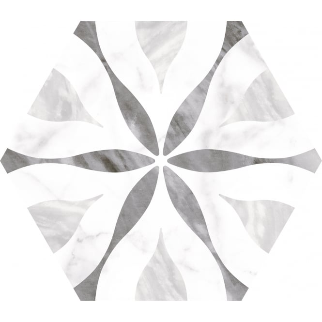 Bardiglio Flower Hexagon 17.5cm x 20cm Wall & Floor Tile