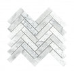 Bianco Venito Carrara Honed Marble 22.7cm x 28.1cm Herringbone Mosaic Tile