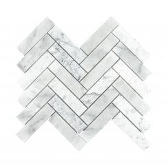 Bianco Venito Carrara Honed Marble 22.7cm x 28.1cm Herringbone Mosaic Tile