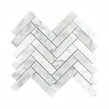 Bianco Venito Carrara Honed Marble 22.7cm x 28.1cm Herringbone Mosaic Tile