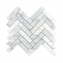 Bianco Venito Carrara Honed Marble 22.7cm x 28.1cm Herringbone Mosaic Tile