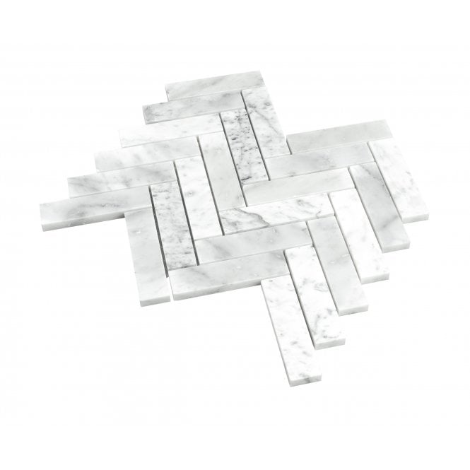 Bianco Venito Carrara Honed Marble 22.7cm x 28.1cm Herringbone Mosaic Tile