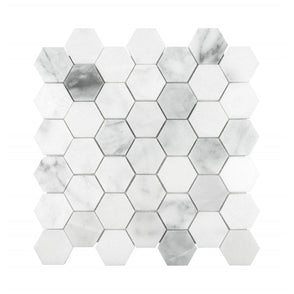 Bianco Venito Carrara Honed Marble 29.8cm x 30.5cm Hexagon Mosaic Tile