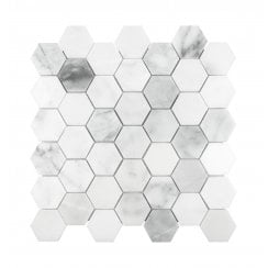 Bianco Venito Carrara Honed Marble 29.8cm x 30.5cm Hexagon Mosaic Tile