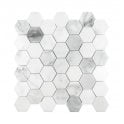 Bianco Venito Carrara Honed Marble 29.8cm x 30.5cm Hexagon Mosaic Tile