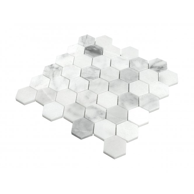 Bianco Venito Carrara Honed Marble 29.8cm x 30.5cm Hexagon Mosaic Tile