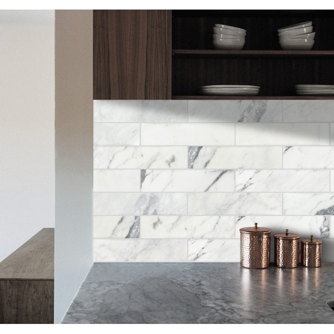 Bianco Venito Statuario Honed 7.5cm x 30cm Wall & Floor Tile