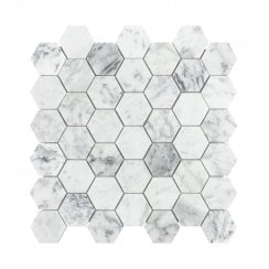 Bianco Venito Statuario Honed Marble 29.8cm x 30.5cm Hexagon Mosaic Tile