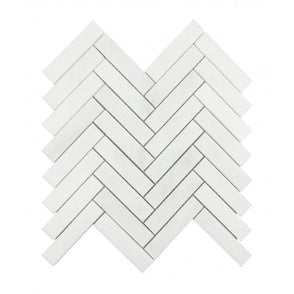 Bianco Venito Statuario Honed Marble 29cm x 28.5cm Herringbone Mosaic Tile