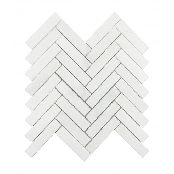 Bianco Venito Statuario Honed Marble 29cm x 28.5cm Herringbone Mosaic Tile
