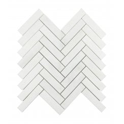 Bianco Venito Statuario Honed Marble 29cm x 28.5cm Herringbone Mosaic Tile