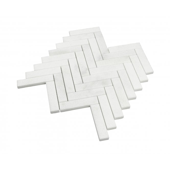 Bianco Venito Statuario Honed Marble 29cm x 28.5cm Herringbone Mosaic Tile