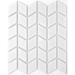 Bijou Chevron Gloss White 30.75cm x 26.6cm (4.8cm x 4.8cm) Mosaic Tile