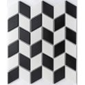 Bijou Chevron Matt White & Black Mix 30.75cm x 26.6cm Mosaic