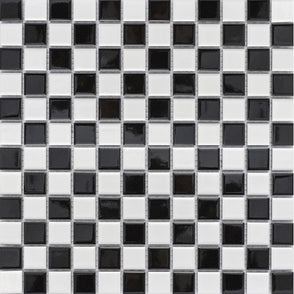 Black and White Chequer Gloss (2.3cm x 2.3cm) 30cm x 30cm Mosaic Tile