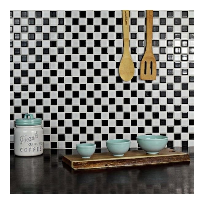 Black and White Chequer Gloss (2.3cm x 2.3cm) 30cm x 30cm Mosaic Tile