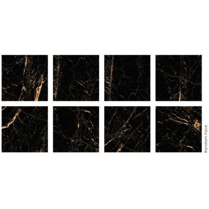 Black & Gold Marble Effect 60cm x 60cm Wall & Floor Tile
