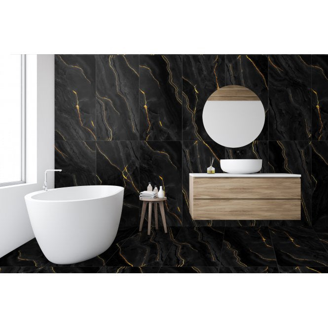 Black Onyx Gold Polished 60cm x 120cm Wall and Floor Tile