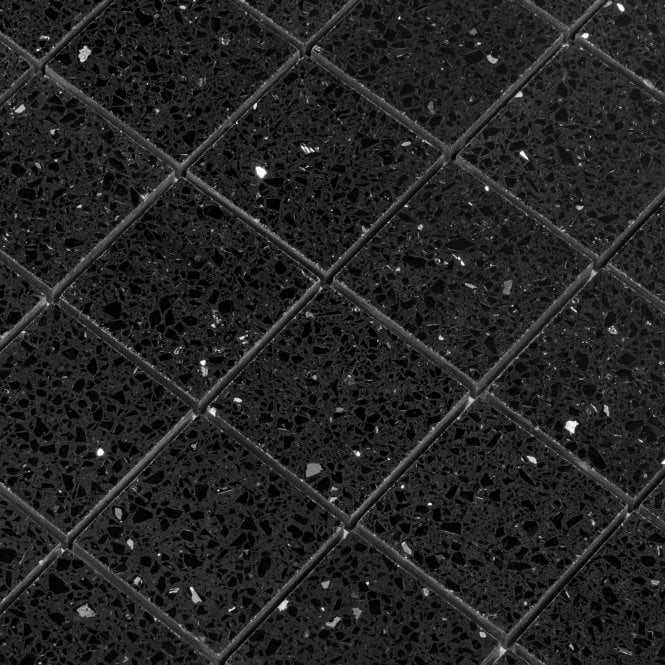 Gulfstone Black Opal Quartz 30cm x 30cm (4.8cm x 4.8cm) Mosaic Tile