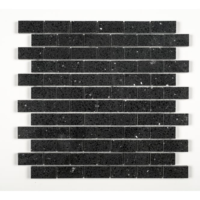 Gulfstone Black Opal Quartz Brick 30cm x 30cm (4.8cm x 2.3cm) Mosaic Tile