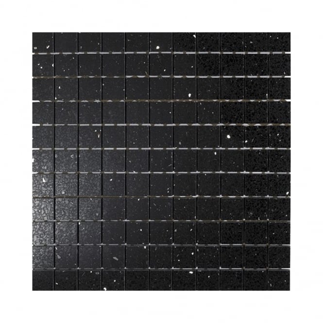Gulfstone Black Opal Quartz Mosaic (2.5cm x 2.5cm) 30cm x 30cm Wall Tile