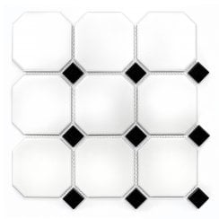 Blanco & Nero Octagon Matt (9.5cm x 9.5cm) 30cm x 30cm Mosaic Tile