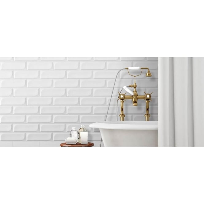 Bouquet Tiles Block White 12.6cm x 38.2cm Wall Tile