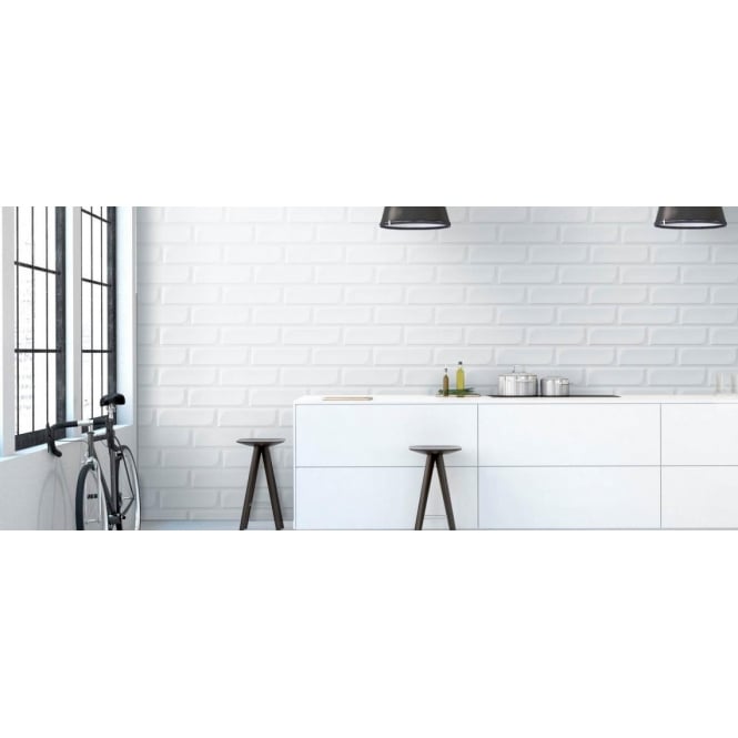 Bouquet Tiles Block White 12.6cm x 38.2cm Wall Tile