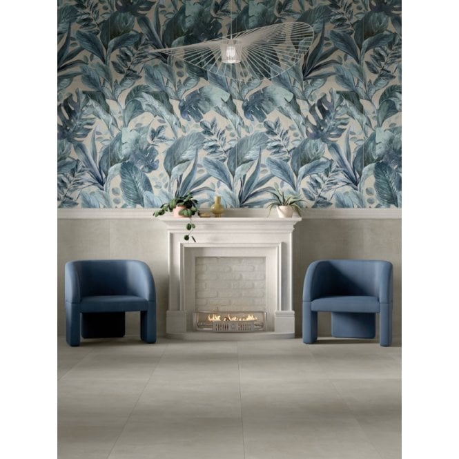 Italian Design Blue Palm Decor 60cm x 120cm Wall and Floor Tile