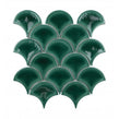 Bottle Green Crackle 27.3cm x 25.9cm (7.3mm x 7.3mm) Fan Mosaic Tile