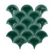 Bottle Green Crackle 27.3cm x 25.9cm (7.3mm x 7.3mm) Fan Mosaic Tile
