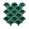 Bottle Green Crackle 27.3cm x 25.9cm (7.3mm x 7.3mm) Fan Mosaic Tile