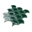 Bottle Green Crackle 27.3cm x 25.9cm (7.3mm x 7.3mm) Fan Mosaic Tile