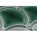 Bottle Green Crackle 27.3cm x 25.9cm (7.3mm x 7.3mm) Fan Mosaic Tile