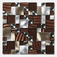 Brushed Metal Diamond Brown/Bronze 30cm x 30cm Mosaic Tile
