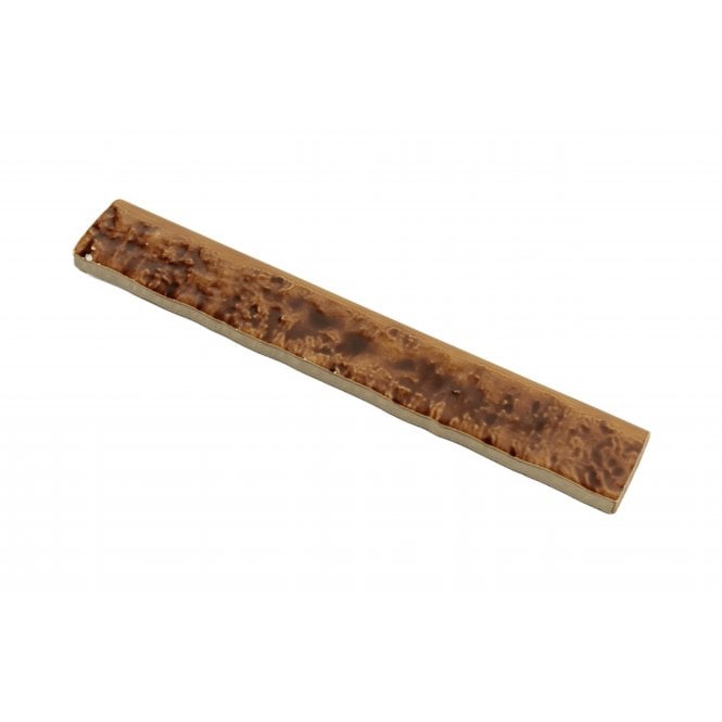 Brutalist Brick Crackle Honey 3.8cm x 23.5cm Bullnosed Wall Tile