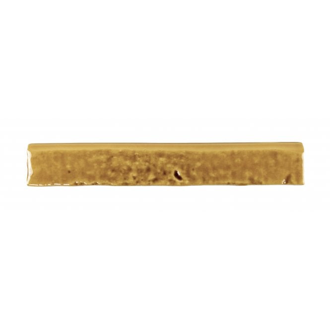 Brutalist Brick Crackle Mustard 3.8cm x 23.5cm Bullnosed Wall Tile