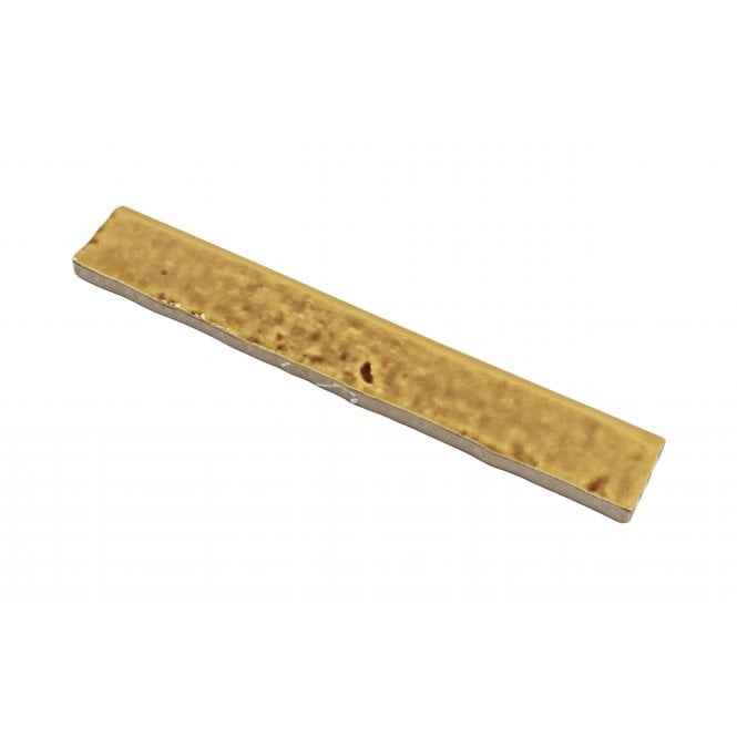 Brutalist Brick Crackle Mustard 3.8cm x 23.5cm Bullnosed Wall Tile