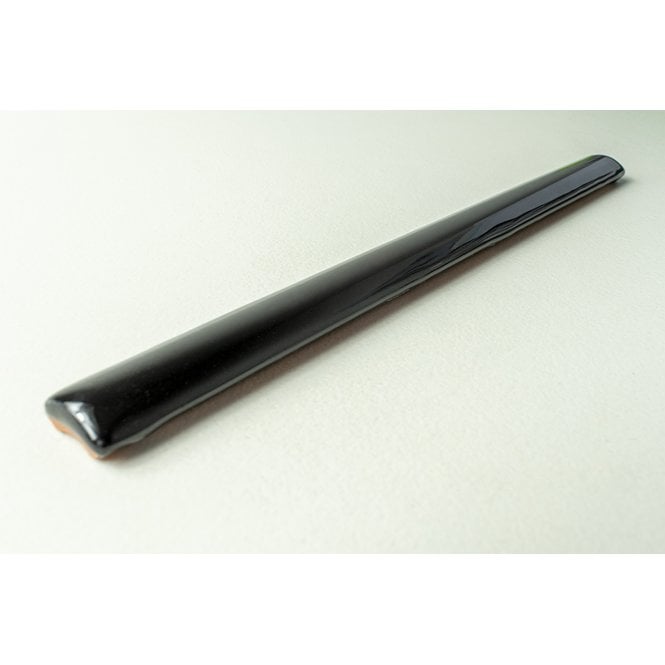 Bullnose Black Gloss 1.2cm x 15cm Border tile