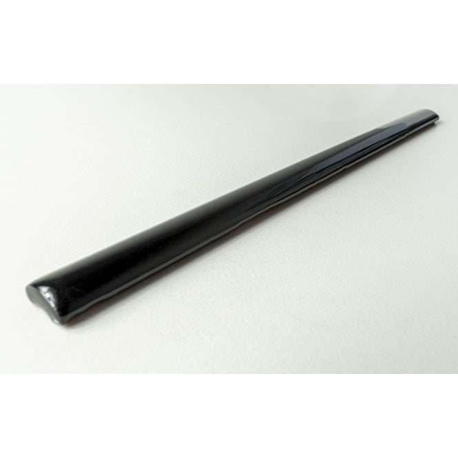 Bullnose Black gloss 1.2cm x 20cm Border Tile