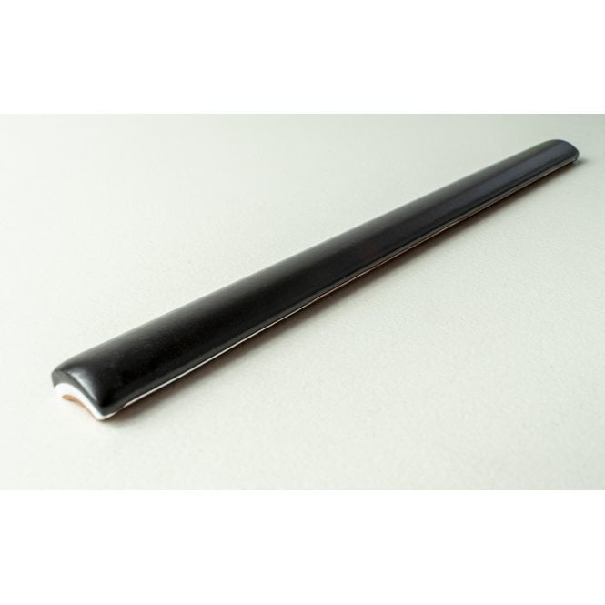 Bullnose Black Matt 1.2cm x 15cm Border tile