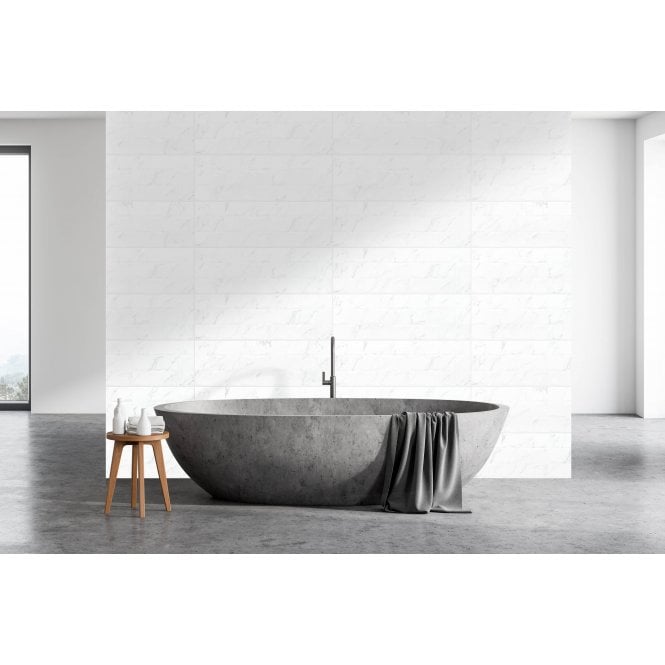 Calacata White Square Decor 30cm x 90cm Rectified Wall Tile