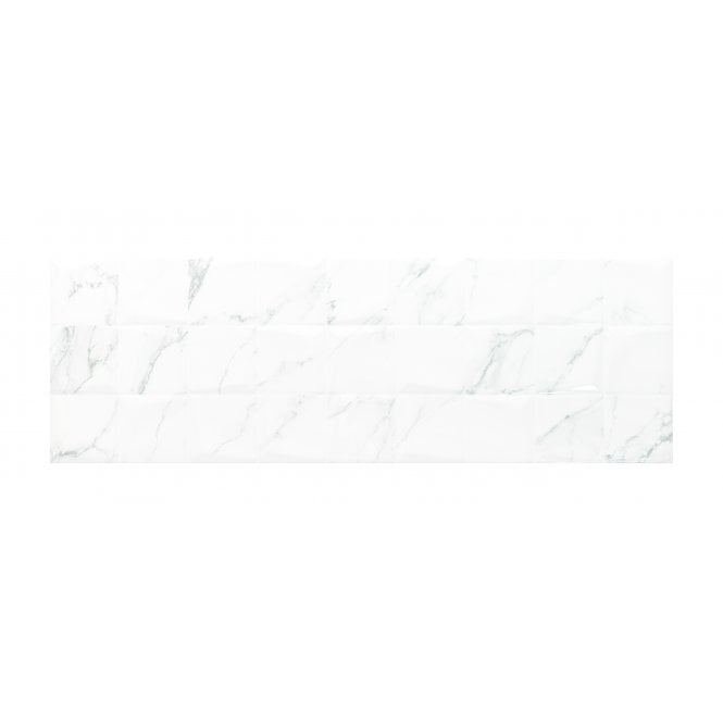 Calacata White Square Decor 30cm x 90cm Rectified Wall Tile
