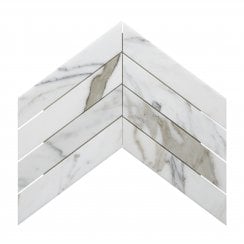 Calacatta Gold Honed & Polished Marble 26.2cm x 43.1cm Chevron Mosaic Tile