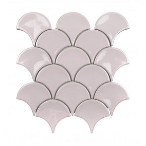 Candy Floss Pink Gloss 27.3cm x 25.9cm Fan Mosaic Tile